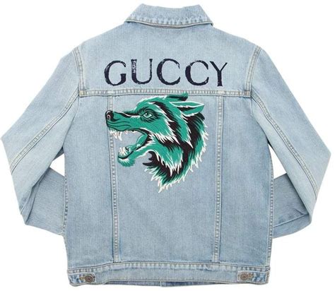 gucci wolf denim jacket|Gucci denim jacket outlet.